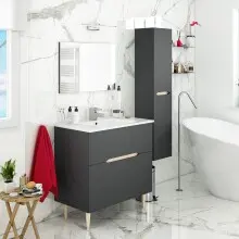 Badezimmer-Set >LOTTO< in Anthrazit-Grau/Eiche -...