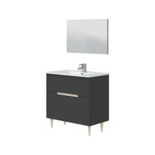 Badezimmer-Set >LOTTO< in Anthrazit-Grau/Eiche - 80x80x45 (BxHxT)