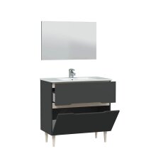 Badezimmer-Set >LOTTO< in Anthrazit-Grau/Eiche - 80x80x45 (BxHxT)
