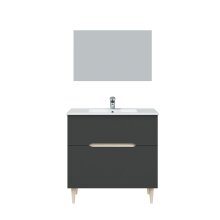 Badezimmer-Set >LOTTO< in Anthrazit-Grau/Eiche - 80x80x45 (BxHxT)