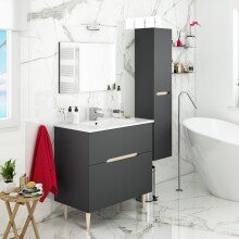 Badezimmer-Set >LOTTO< in Anthrazit-Grau/Eiche -...