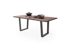 Baumkantentisch >Calabria< in Akazie walnuss / antik - 200x77,5x100 (BxHxT)