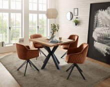 Armlehnstuhl >Emma/Edith< (2er Set) in rost, Samtbezug - 59x82x62cm (BxHxT)