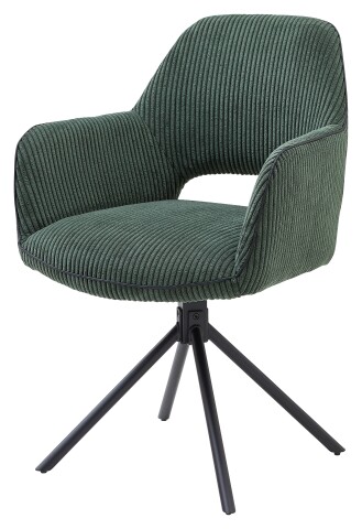 Armlehnstuhl >Adrina< (2er Set) in dunkelgrün, Cordbezug - 63x89x62cm (BxHxT)