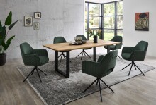 Armlehnstuhl >Adrina< (2er Set) in dunkelgrün, Cordbezug - 63x89x62cm (BxHxT)