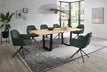 Armlehnstuhl >Adrina< (2er Set) in dunkelgrün, Cordbezug - 63x89x62cm (BxHxT)