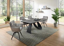 Armlehnstuhl >Alani< (2er Set) in silber - 64x89x65,5 (BxHxT)