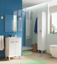 Badezimmer-Set >KONCEPT< in weiß glänzend - 50x80x40 (BxHxT)