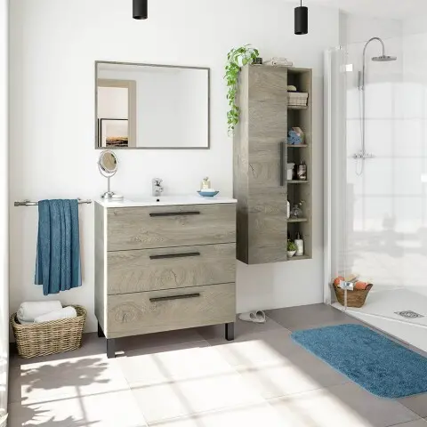 Badezimmer-Set >ATHENA< in Alaska-Eiche - 80x86x45 (BxHxT)