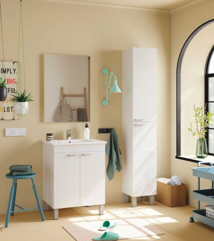 Badezimmer-Set >LC1< in weiß glänzend - 60x80x45 (BxHxT)