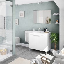 Badezimmer-Set >LC1< in weiß glänzend - 80x80x45 (BxHxT)