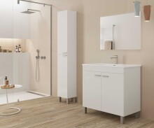 Badezimmer-Set >LC1< in weiß glänzend - 80x80x45 (BxHxT)