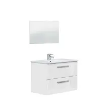 Badezimmer-Set >ARUBA< in weiß glänzend/Weiß lackiert - 80x57x45 (BxHxT)