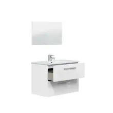 Badezimmer-Set >ARUBA< in weiß glänzend/Weiß lackiert - 80x57x45 (BxHxT)