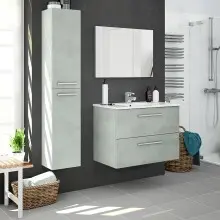 Badezimmer-Set >ARUBA< in Beton-Grau - 80x57x45...