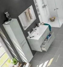 Badezimmer-Set >ARUBA< in Beton-Grau - 80x57x45 (BxHxT)