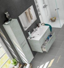 Badezimmer-Set >ARUBA< in Beton-Grau - 80x57x45 (BxHxT)