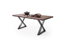 Baumkantentisch >Calabria< in Akazie walnuss / antik - 200x79,5x100 (BxHxT)