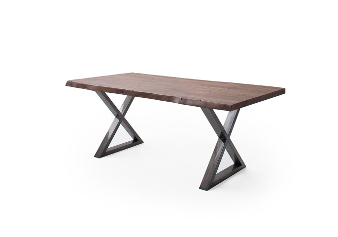 Baumkantentisch >Calabria< in Akazie walnuss / antik - 220x79,5x100 (BxHxT)