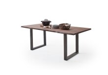 Baumkantentisch >Calabria< in Akazie walnuss / antik - 200x77,5x100 (BxHxT)