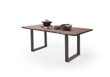 Baumkantentisch >Calabria< in Akazie walnuss / antik - 200x77,5x100 (BxHxT)