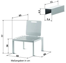 Gartenstuhl >Lugo< in weiss, Aluminium - 60x77x60cm (BxHxT)