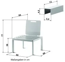 Gartenstuhl >Lugo< in weiss, Aluminium - 60x77x60cm...