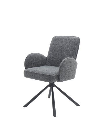 Armlehnstuhl >Malia< (2er Set) in grau, Strukturstoffbezug - 58x86x63cm (BxHxT)