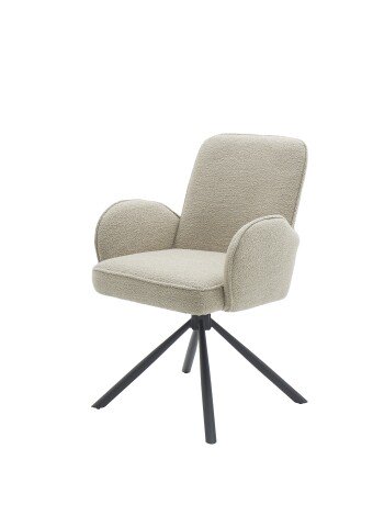 Armlehnstuhl >Malia< (2er Set) in beige, Strukturstoffbezug - 58x86x63cm (BxHxT)