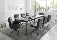 Esstisch >Paul< ausziehbar bis 240cm, anthrazit, Keramik - 180(240)x76x95cm (BxHxT)