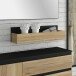 Wandregal >QUAYLE< in Mauvella Eichem Schwarz - 74,6x19x19,4cm (BxHxT)