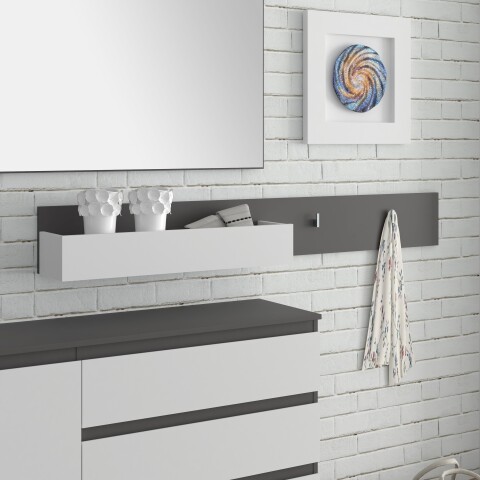 Wandregal >QUAYLE< in Secret grey / Uni Wolfram grau  - 150x19x19,4cm (BxHxT)