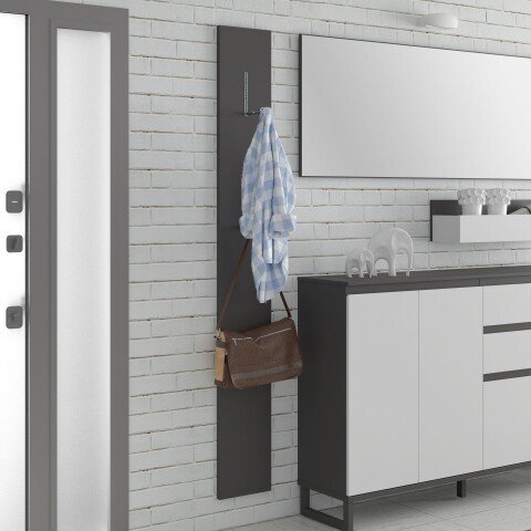 Garderobenpaneel >QUAYLE< in Uni Wolfram grau - 25x189x2,2cm (BxHxT)