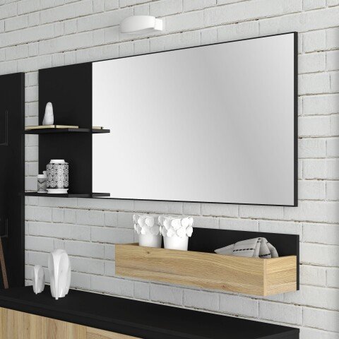 Spiegelpaneel >QUAYLE< in Schwarz - 150x60x13,5cm (BxHxT)