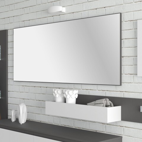 Wandspiegel >QUAYLE< in Uni Wolfram grau - 150x60x1,8cm (BxHxT)