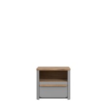 Nachtkommode >SURFINIO< in Grau / Catania Eiche  - 48,6x44,1x41,3cm (BxHxT)