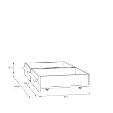 Bettschubkasten >SURFINIO< in Grau  - 50,9x15,9x53cm (BxHxT)