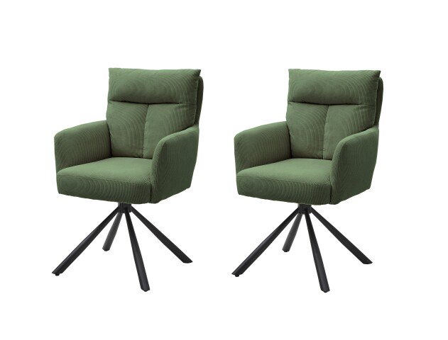 Armlehnstuhl >Sofia< (2er Set) in grün, Cordbezug - 60x93x67cm (BxHxT)
