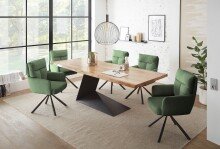 Armlehnstuhl >Sofia< (2er Set) in grün, Cordbezug - 60x93x67cm (BxHxT)