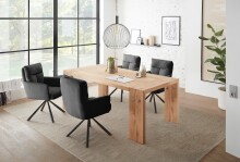 Armlehnstuhl >Sofia< (2er Set) in grau, Cordbezug - 60x93x67cm (BxHxT)