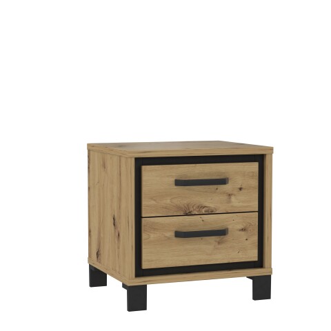 Nachtkommode >TRONDHEIM< in Artisan Eiche / Schwarz Eiche