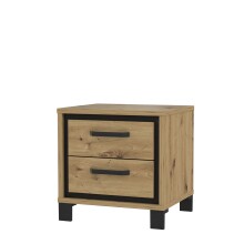 Nachtkommode >TRONDHEIM< in Artisan Eiche / Schwarz Eiche