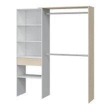 Kleiderschrank >DRESS< in Eiche/Weiß - 158x187x40 (BxHxT)