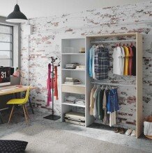 Kleiderschrank >DRESS< in Eiche/Weiß - 158x187x40 (BxHxT)