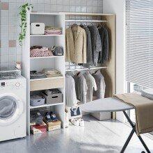 Kleiderschrank >DRESS< in Eiche/Weiß - 158x187x40 (BxHxT)