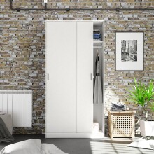 Schwebetürenschrank >MAX< in Weiß - 100x200x50 (BxHxT)