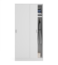 Schwebetürenschrank >MAX< in Weiß - 100x200x50 (BxHxT)