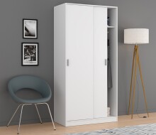 Schwebetürenschrank >MAX< in Weiß - 100x200x50 (BxHxT)