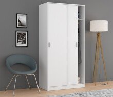 Schwebetürenschrank >MAX< in Weiß - 100x200x50 (BxHxT)