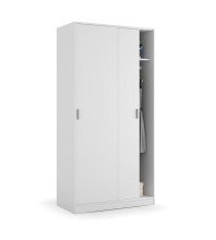 Schwebetürenschrank >MAX< in Weiß - 100x200x50 (BxHxT)